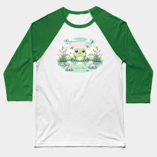 Frog Cottagecore Cute Kawaii Chibi Toad Mushroom Baseball T-Shirt